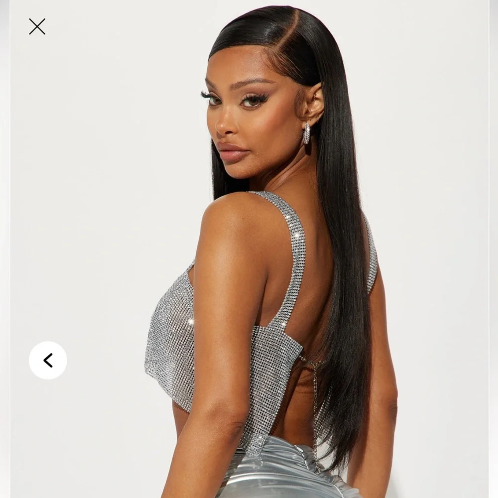 🦋 Silver Metallic festival mesh  Crop Top - Picture 4 of 5